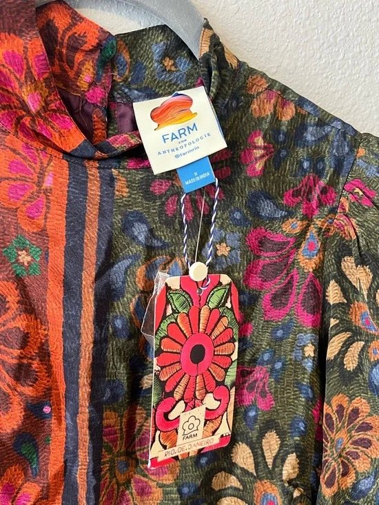 NWT FARM Rio x Anthropologie Mock Neck Abstract Floral Dress Small - Picture 11 of 12